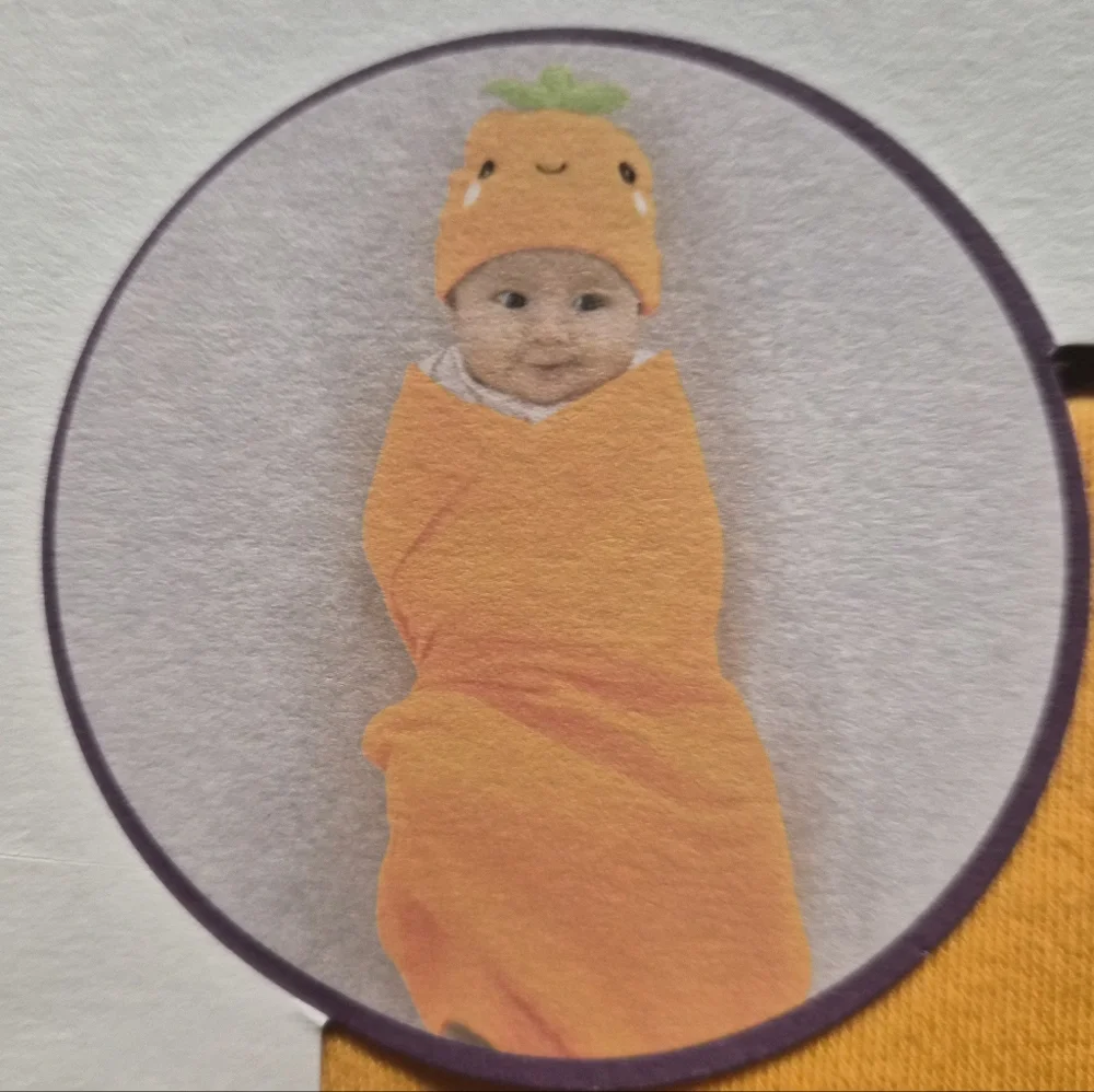Swaddle and Beanie Set Orange Muslin 100 Cotton 40